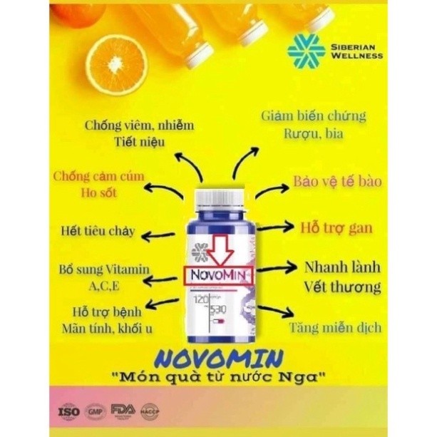 Novomin - Siberian Wellness - Fomula4 - Viên uống chống oxy hóa, phục hồi tế bào khỏe mạnh - Hộp 120 viên