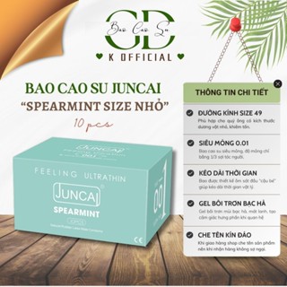 [Che tên] Bao cao su size nhỏ 49mm siêu mỏng JUNCAI 0.01 Spearmint Hương bạc hà Kéo dài thời gian Nhiều gel bôi trơn