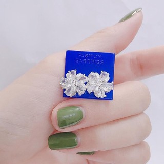 Bông tai hoa đính đá xoáy , bạc 925 đẹp - jena sliver