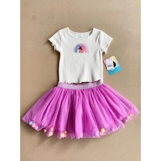 Set bộ Unicorn áo thun trắng + chân váy tu tu BG size 1-5y