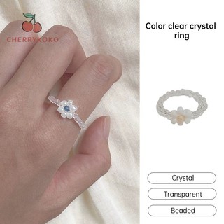 🍒🍒Cherrykoko Nhẫn hình Hoa hạt cườm handmade