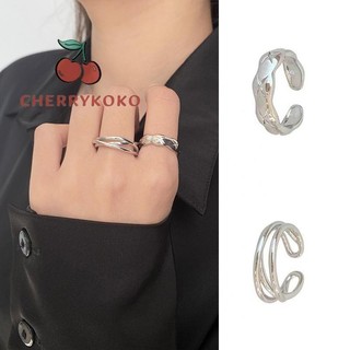 🍒🍒cherrykoko nhẫn nữ đan chéo màu bạc thời trang cá tính