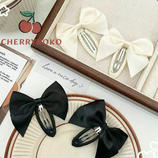 🍒🍒cherrykoko kẹp tóc hình nơ satin màu trơn đơn giản