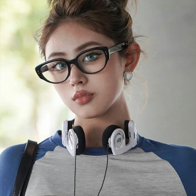 🍒🍒CHERRYKOKO Kính Râm Bảo Vệ Mắt Mèo Màu Đen Phong Cách Retro