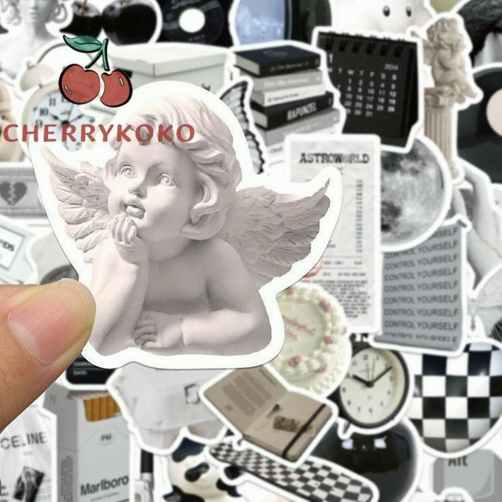 🍒🍒CHERRYKOKO Bộ 45/50/57/61 Miếng Dán Chống Thấm Nước Phong Cách Đơn Giản Cho Điện Thoại / Laptop