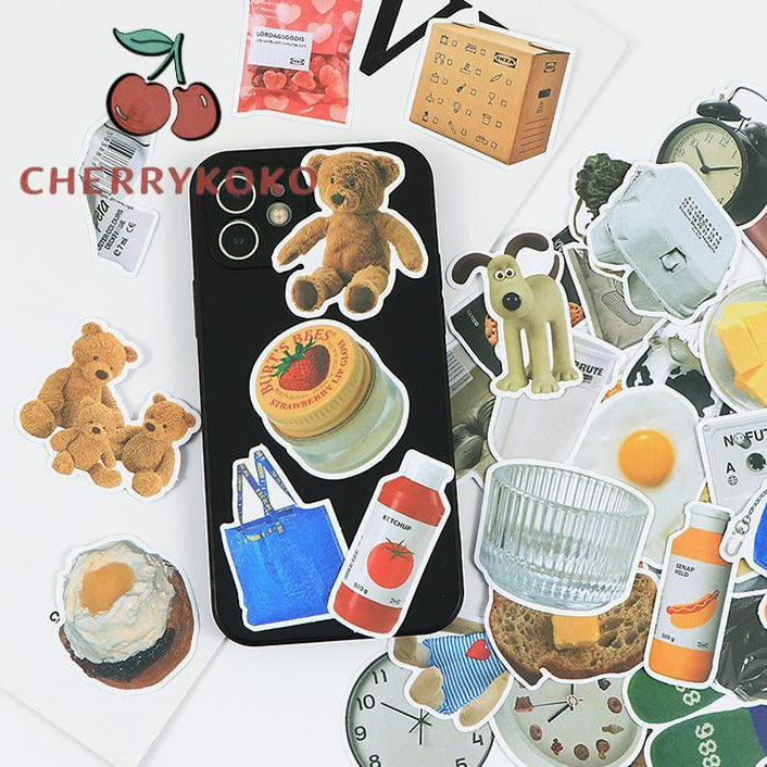 🍒🍒CHERRYKOKO Bộ 45/50/57/61 Miếng Dán Chống Thấm Nước Phong Cách Đơn Giản Cho Điện Thoại / Laptop