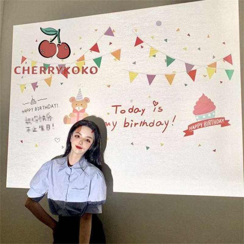 🍒🍒CHERRYKOKO Máy Chiếu Mini Tạo Phông Nền HAPPY BIRTHDAY, Background Chụp Hình Sinh Nhật