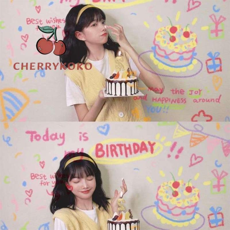 🍒🍒CHERRYKOKO Máy Chiếu Mini Tạo Phông Nền HAPPY BIRTHDAY, Background Chụp Hình Sinh Nhật