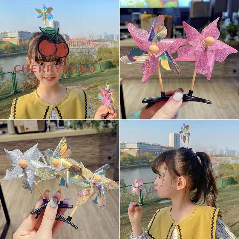 🍒🍒CHERRYKOKO Kẹp Tóc Hình Cối Xay Gió Dễ Thương Dành Cho Bé Có Thể Xoay Vòng