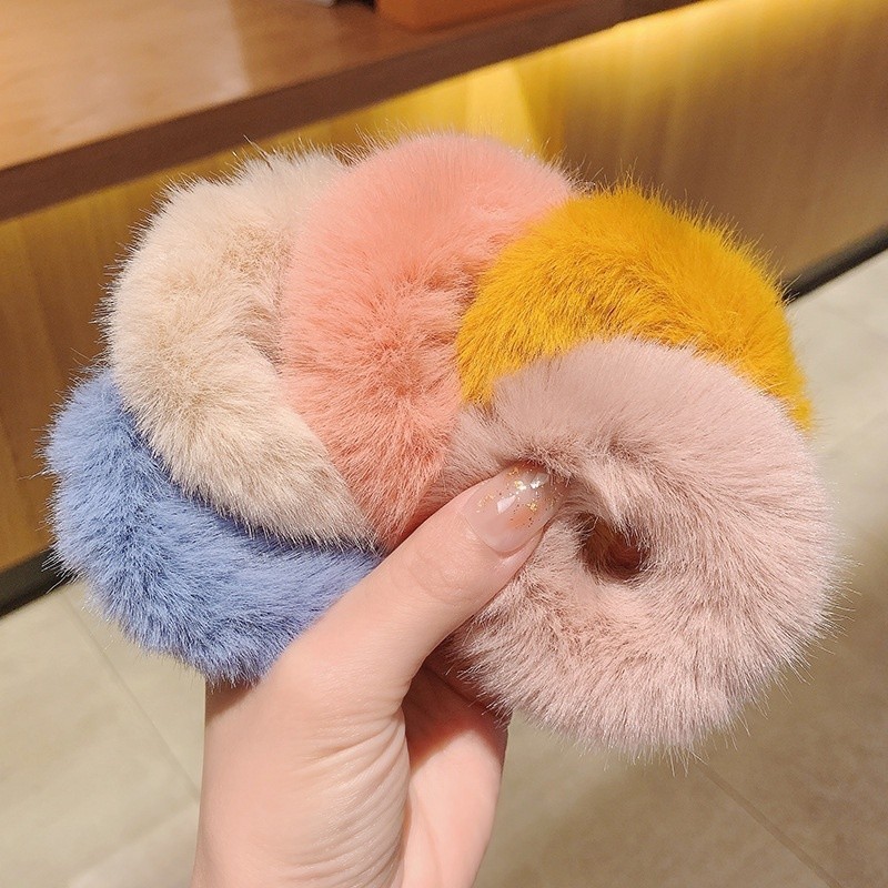 🍓Raspberry🍓 Dây Cột Tóc Scrunchies Vải Lông Mềm