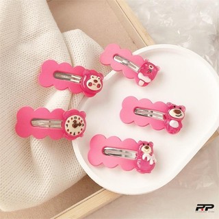 🍓Raspberry🍓 Kẹp tóc gấu dâu Losto- Cặp tóc gấu hồng đính charm Lotso