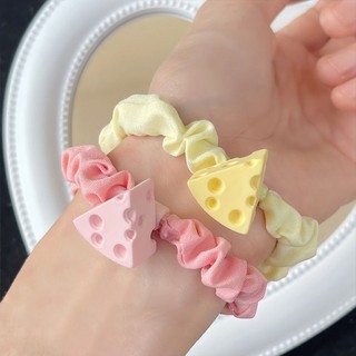 🍓raspberry🍓 dây cột tóc cỡ lớn họa tiết hoạt hình phô mai dễ thương 2024 cho nữ