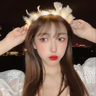🍓Raspberry🍓 Vòng Hoa Đội Đầu Có Đèn LED Phát Sáng