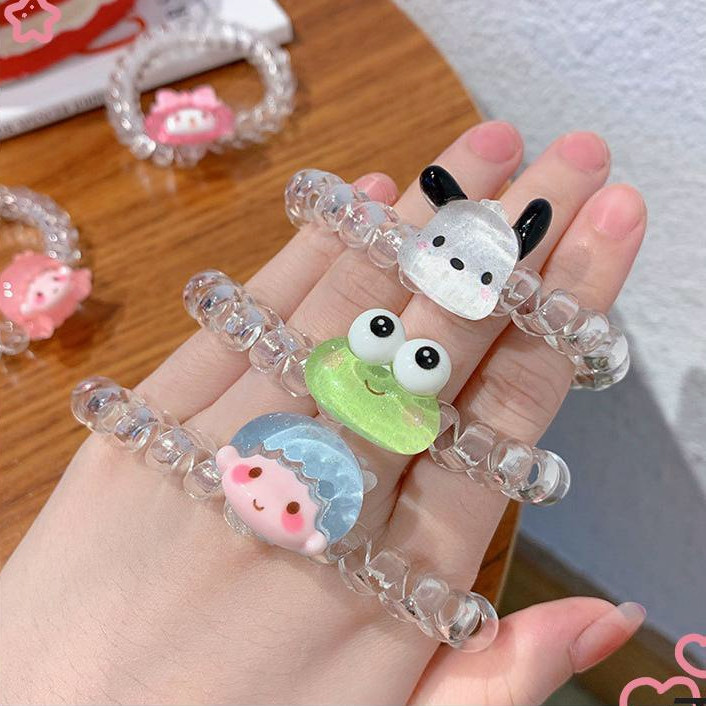 🍓Raspberry🍓 Dây Cột Tóc Co Giãn Hình Hello Kitty / Ếch Dễ Thương Cho Nữ
