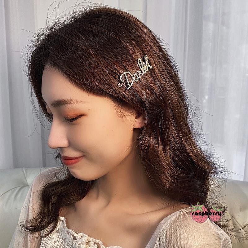 🍓Raspberry🍓 Kẹp Tóc Chữ Đính Đá Thời Trang