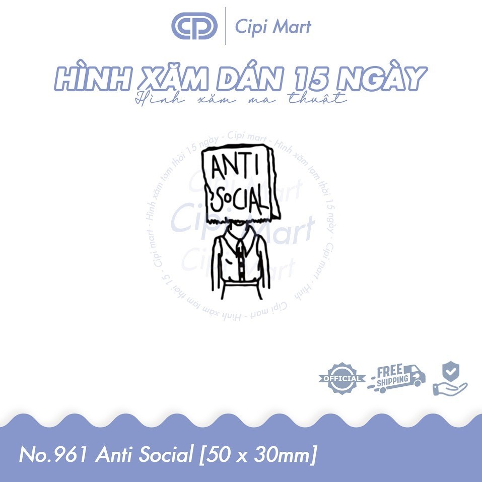 CIPI MART - Hình xăm tạm thời 15 NGÀY - chống nước, cọ xát 0961