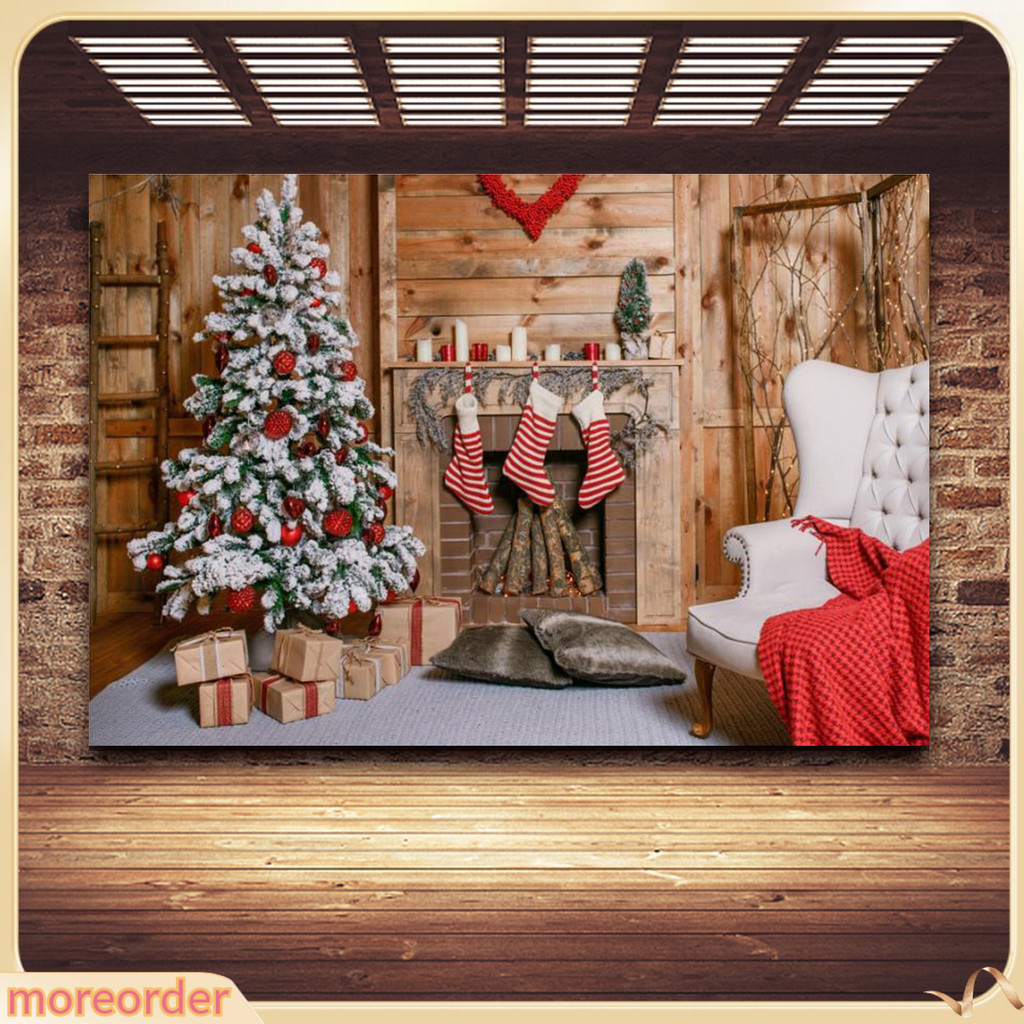 Phông nền vải treo tường trang trí giáng sinh hình chữ nhật in hình ông già noel
