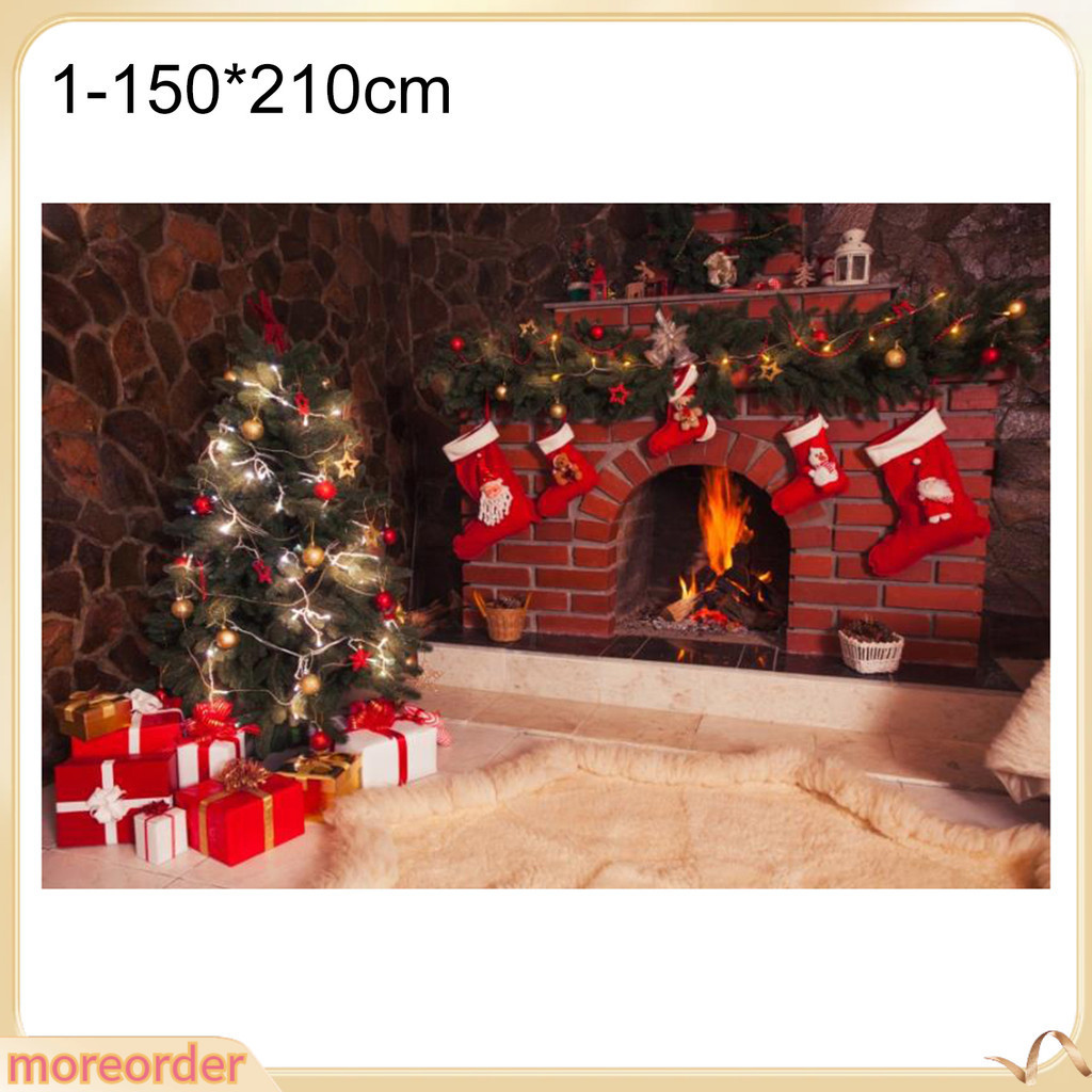 Phông nền vải treo tường trang trí giáng sinh hình chữ nhật in hình ông già noel