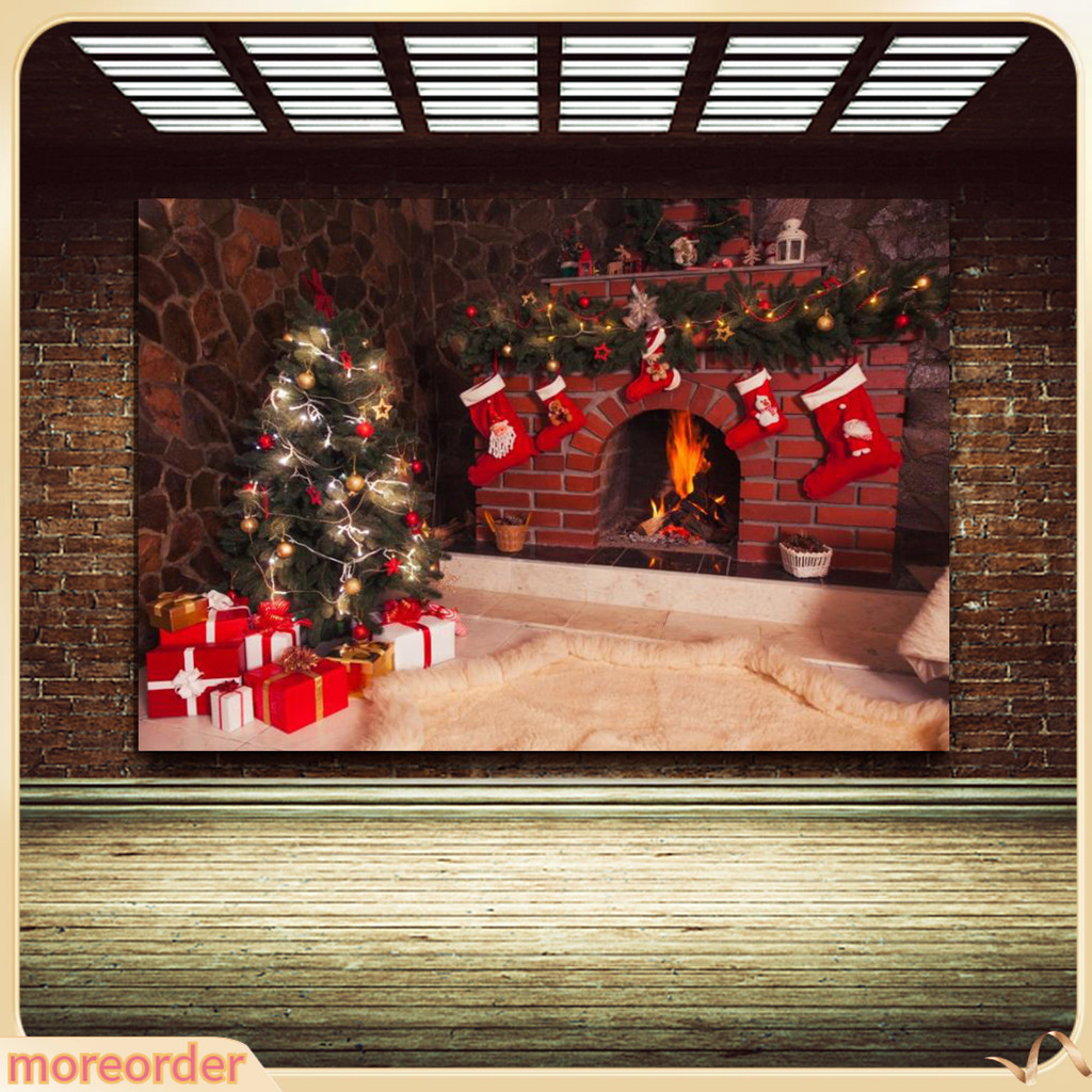 Phông nền vải treo tường trang trí giáng sinh hình chữ nhật in hình ông già noel