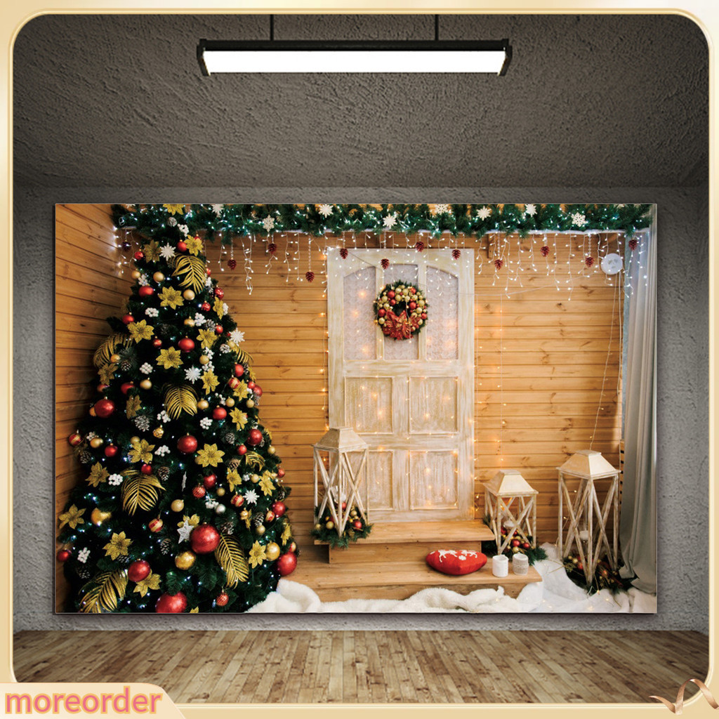 Phông nền vải treo tường trang trí giáng sinh hình chữ nhật in hình ông già noel