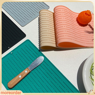 (MORE) Thảm Silicone Phơi Khô Chén Dĩa Hình Chữ Nhật Chống Trượt Chống Thấm Nước Đa Năng Cho Nhà Bếp