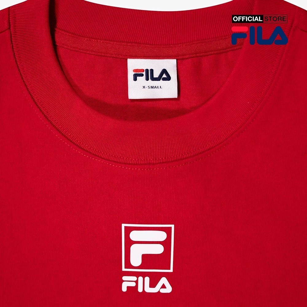 FILA - Áo croptop nữ cổ tròn tay ngắn Heritage Loose Fit Small Logo FW2RSF2074F-DRE