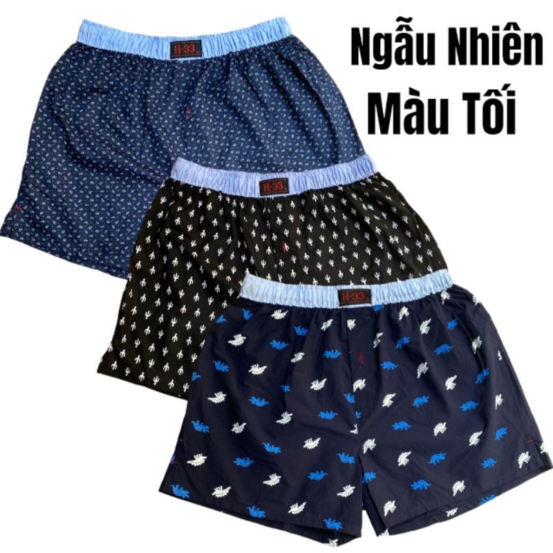 Combo 3 Quần đùi, quần ngủ H33- Mặc ở nhà, mặc ngủ, chất liệu thun cotton co giãn thoáng mát - Ngẫu 