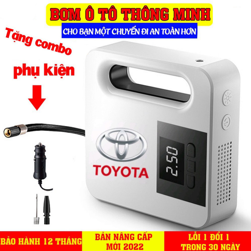 Bơm lốp xe ô tô,Xe Hơi,Bơm Toyota Tự Ngắt Cao Cấp - Hàng sản xuất chính hãng - Lỗi Đổi Mới Bảo Hành 12 Tháng