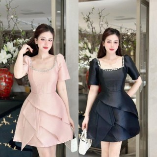  Váy Thiết Kế Tafta cổ đá vạt chéo Dolldiva Dress