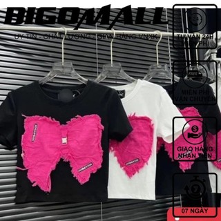 Áo croptop đáp nơ hồng phối giả jean siêu sinh BIGOMALL