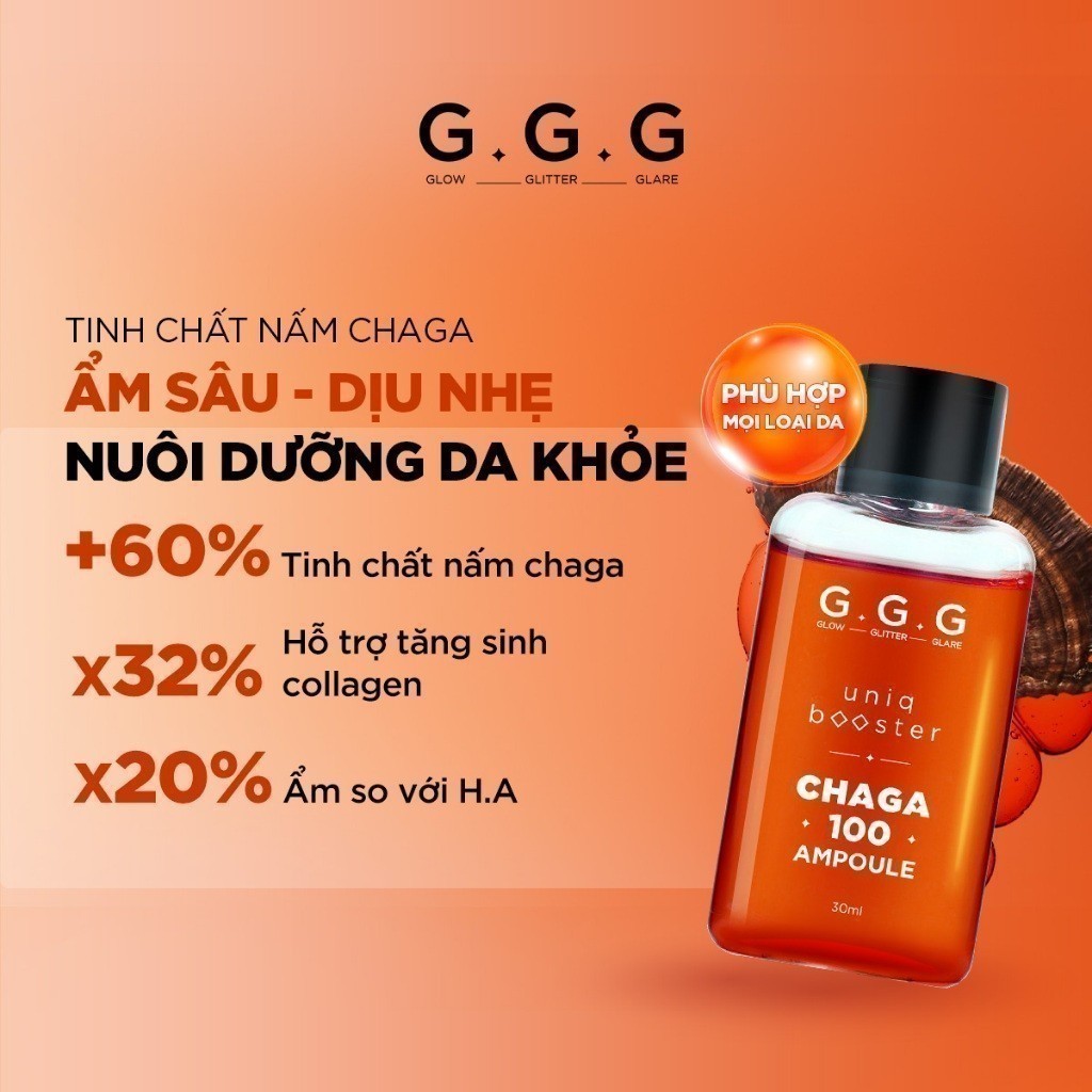 Booster Nấm Chaga serum cấp ẩm chuyên sâu làm dịu & phục hồi da tức thì G.G.G Booster Chaga 30ml