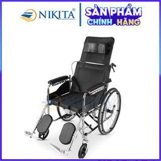Xe lăn cho người già, Có thể ngã thành giường, có bô vệ sinh - Hàng chính hãng NIKITA mẫu mới 2025