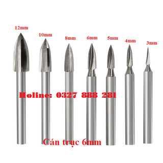 Mũi điêu khắc gỗ, làm lũa hay làm bonsai trục 6mm - mũi mài gỗ 3 cạnh