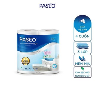 Giấy vệ sinh paseo 280 tờ 3 lớp 15 gsm 4 cuộn - paseo