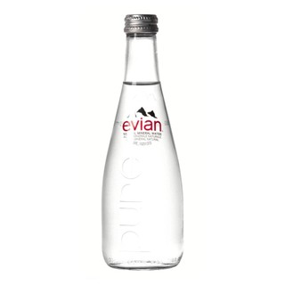 EVIAN - Nước Khoáng Thiên Nhiên, Natural Mineral Water, Glass Bottle