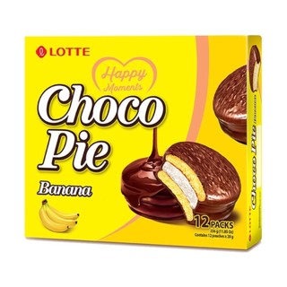 Bánh choco pie vị chuối, choco pie, banana, 12 gói, 11.85 oz - lotte