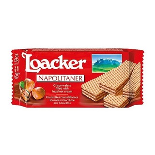 Bánh xốp hạt phỉ, classic, napolitaner, crispy wafers with hazelnut cream filling, 1.59 oz - loacker