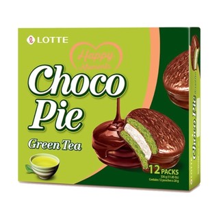 Bánh choco pie vị trà xanh, choco pie, green tea, 12 gói, 11.85 oz - lotte