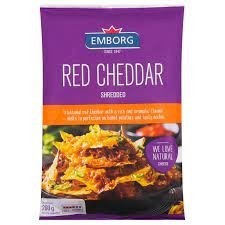 Phô mai cheddar đỏ bào sợi, red cheddar, shredded - emborg