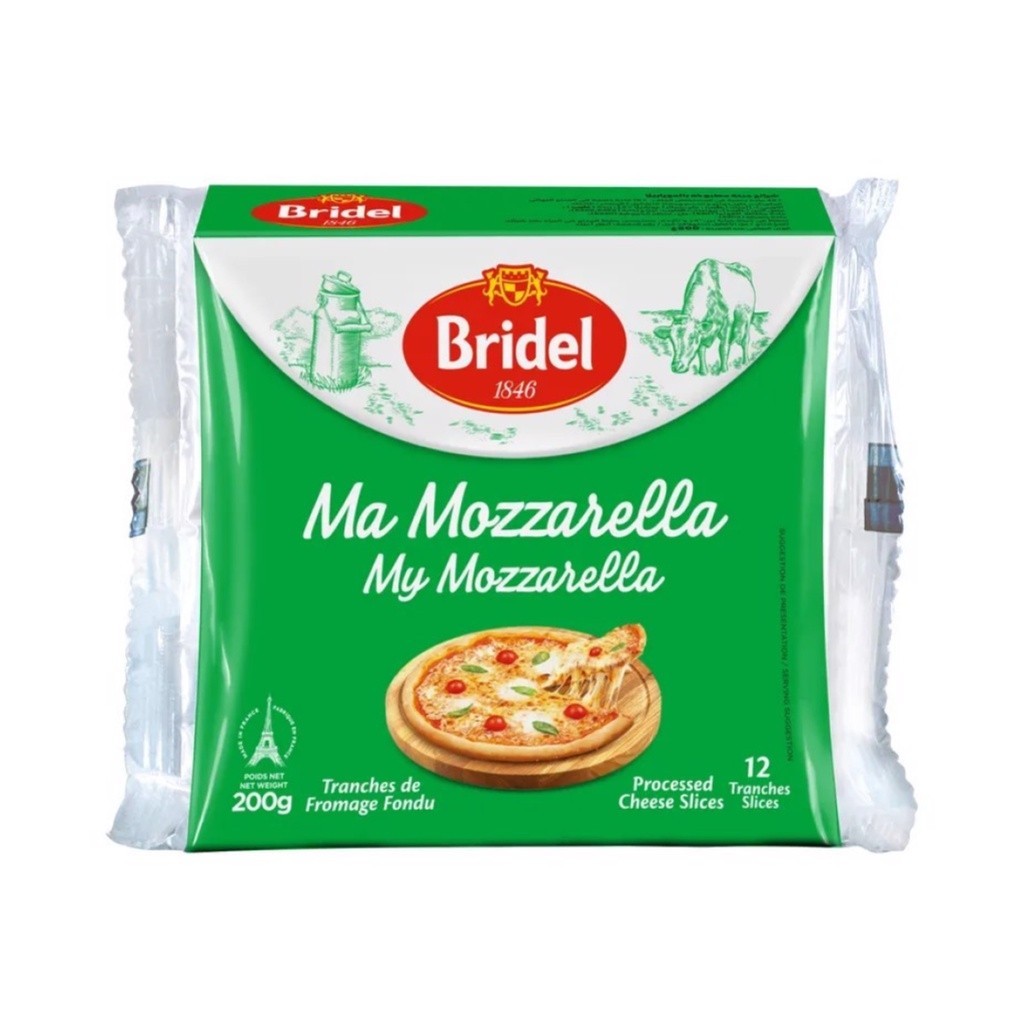 (ShipHỏaTốc) BRIDEL - Phô Mai Lát, My Mozzarella, Processed Cheese Slices, 12 Lát (200g)