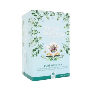 English tea shop - trà trắng ceylon hữu cơ, pure white tea, 20 túi trà, 1.4 oz