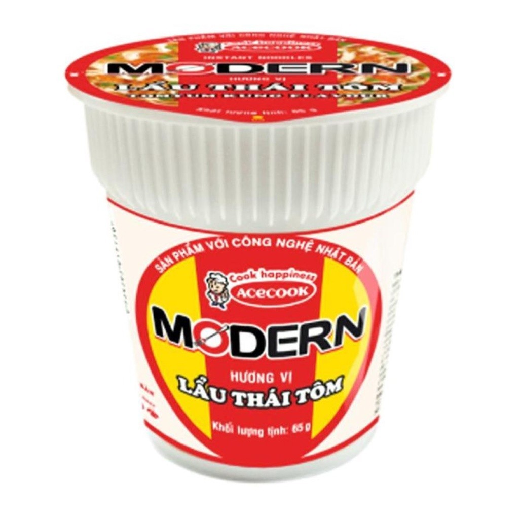 (Set 4 Ly) Mì Ly Lẩu Thái Tôm, Modern, Tom Yum Instant Noodle Cup (67g) - ACECOOK