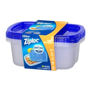 Hộp nhựa bảo quản thực phẩm chống tràn, food storage containers, deep rectangle, 2 hộp - ziploc