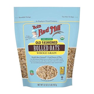 Yến mạch hữu cơ cán vừa, organic old fashioned rolled oats, whole grain, 16 oz - bob's red mill