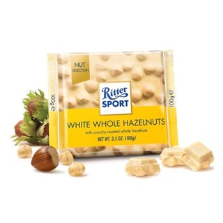 Socola trắng hạt dẻ, white whole hazelnuts, with crunchy roasted whole hazelnuts, 3.5 oz - ritter sport