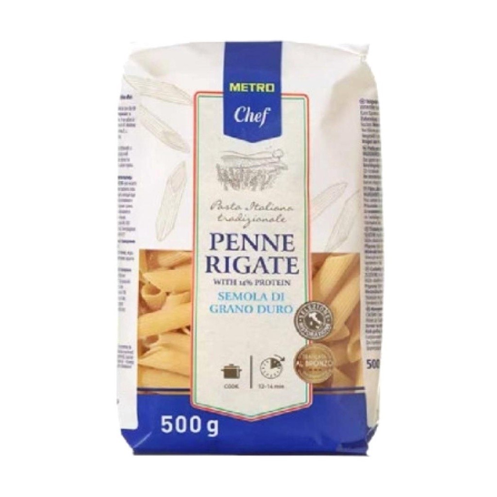 (COMBO 2 Gói) Nui Ống, Penne Rigate, 14% Protein (500g) - METRO CHEF