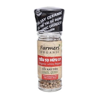 Tiêu sọ hạt hữu cơ nắp cối xay, organic white pepper, ceramic ginder - farmers organic