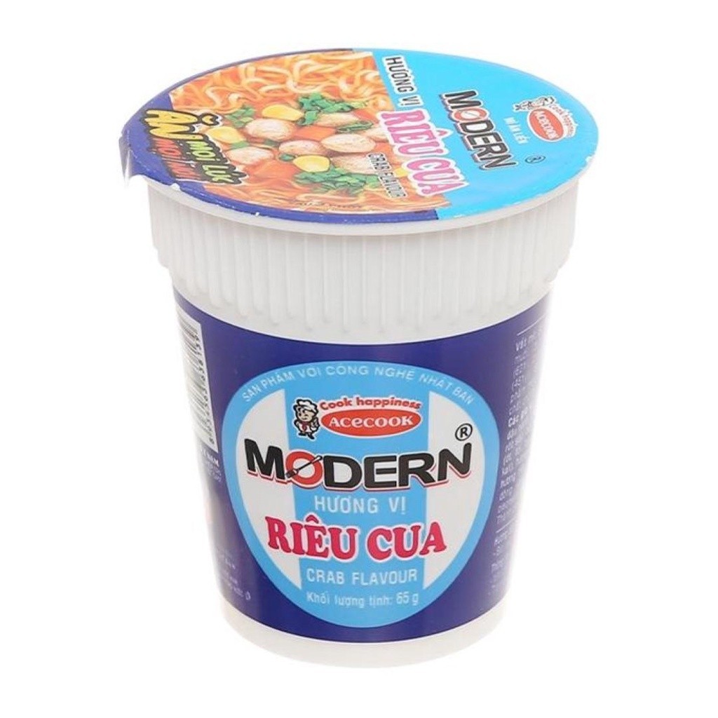 (Ship2h) Mì Ly Hương Vị Riêu Cua, Modern, Instant Noodle Cup, Crab Flavour (65g) - ACECOOK