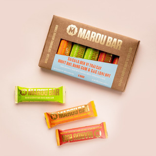 Hộp quà socola đen vị trái cây nhiệt đới, bỏng cốm & các loại hạt, marou bar, multi flavour pack, 6 thanh - marou