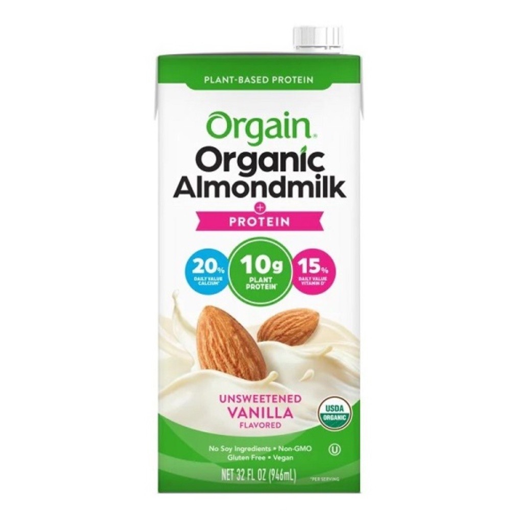 Sữa Protein Hạnh Nhân Vị Vani Không Đường, Organic Protein Almond Milk, Unsweetened Vanilla, 32 fl oz (946ml) - ORGAIN